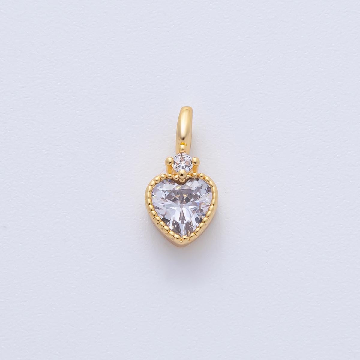 18K Gold Filled 13.5mm Clear, Purple, Yellow CZ Heart Bezel Dainty Pendant | AF1385 AF1386