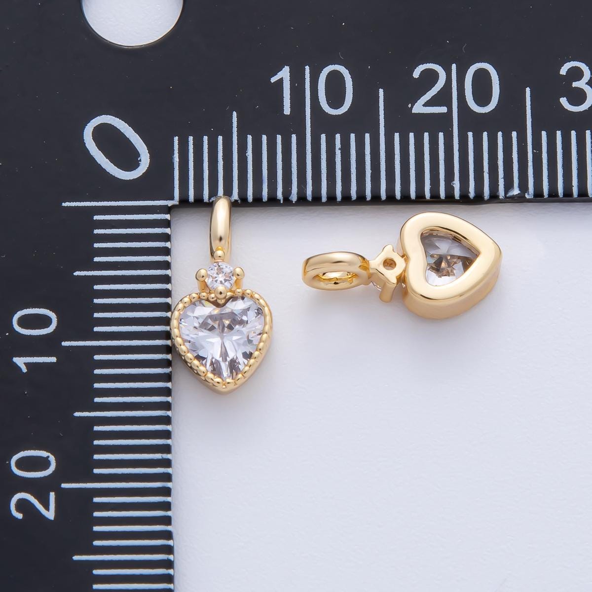 18K Gold Filled 13.5mm Clear, Purple, Yellow CZ Heart Bezel Dainty Pendant | AF1385 AF1386