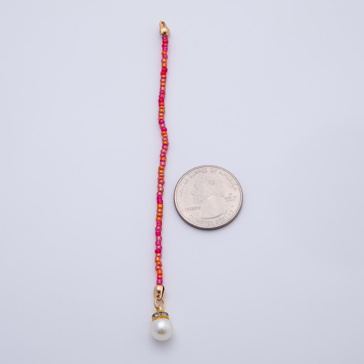 18K Gold Filled 123mm Shell Pearl Pink Red Gemstone Crimp Drop Finding | Z1396