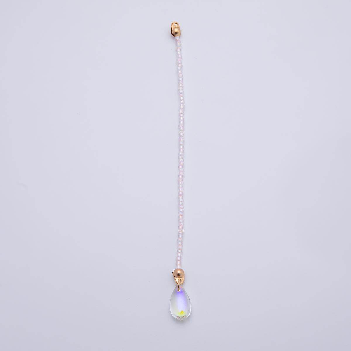 18K Gold Filled 123mm White, Black, Clear, Peach Iridescent AB Gemstone Drop Crimp Finding | Z1397 ~ Z1400