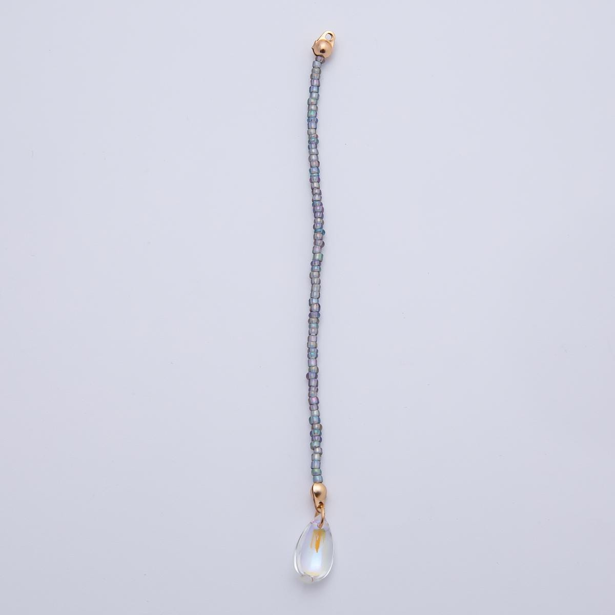 18K Gold Filled 123mm White, Black, Clear, Peach Iridescent AB Gemstone Drop Crimp Finding | Z1397 ~ Z1400