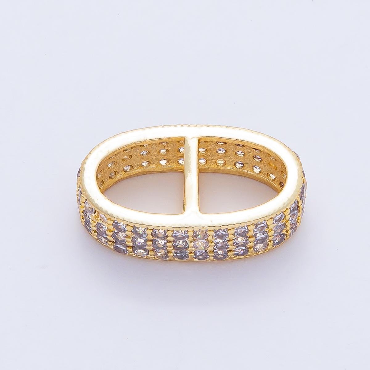 18K Gold Filled 19.3mm Micro Paved Anchor Mariner Link Jewelry Findings Pave Link Spacer for Necklace or Bracelet Making Supplies | Z1474