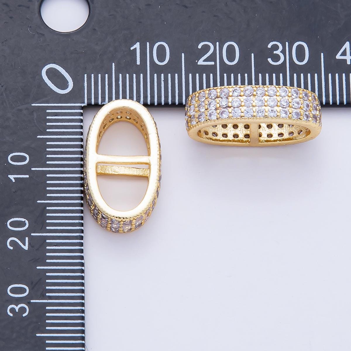 18K Gold Filled 19.3mm Micro Paved Anchor Mariner Link Jewelry Findings Pave Link Spacer for Necklace or Bracelet Making Supplies | Z1474