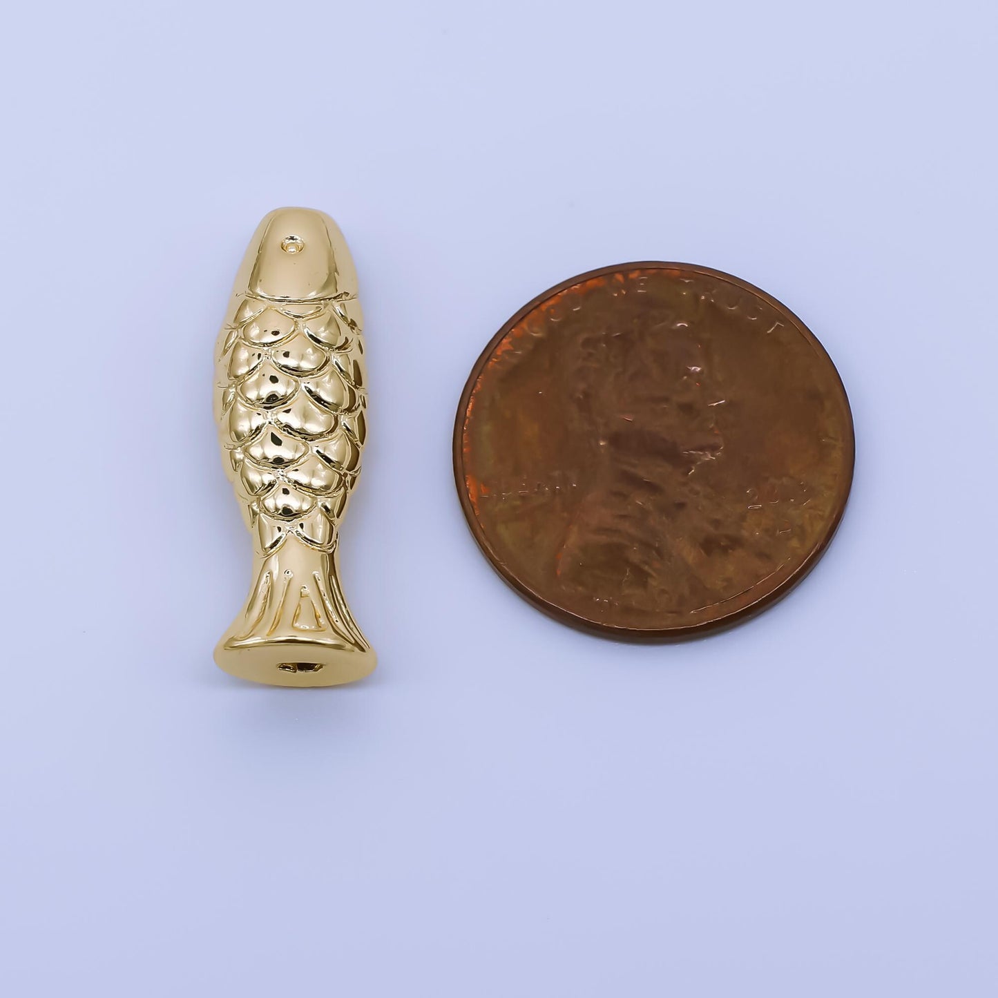 Dainty gold Textured fish charm 24k gold filled bead spacer for diy bracelet necklace jewelry making findings supply B485