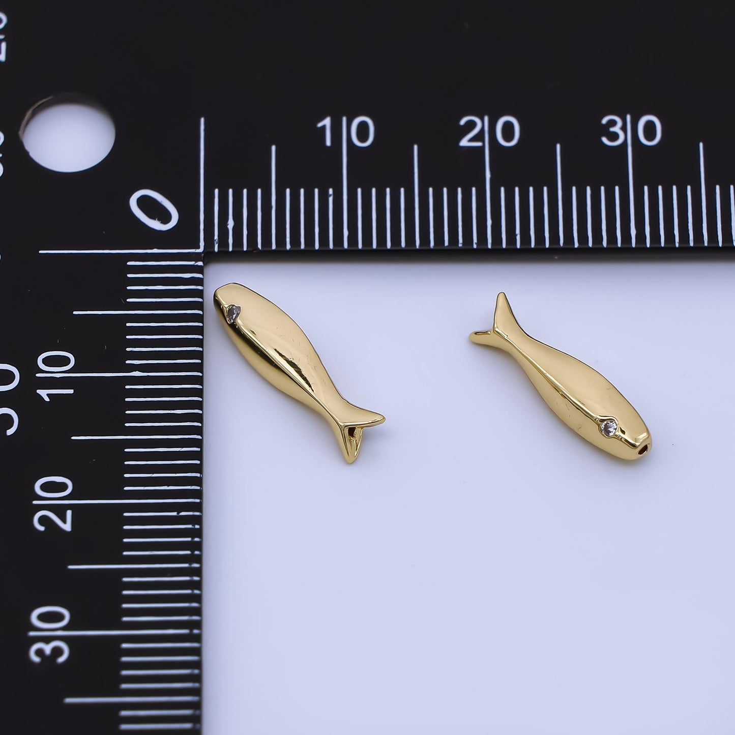 Dainty gold fish charm 24k gold filled bead spacer for diy bracelet necklace jewelry making findings supply b486
