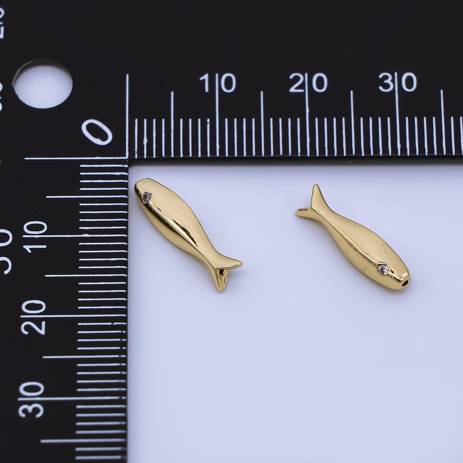 Dainty gold fish charm 24k gold filled bead spacer for diy bracelet necklace jewelry making findings supply b486