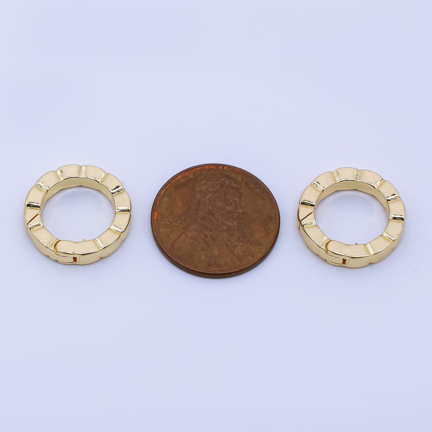 1 pc Textured Gold Spring Gate Ring, 15.5 mm Round Push Gate ring, Charm Holder Clasp for Connector, Wristlet Holder Z-1346