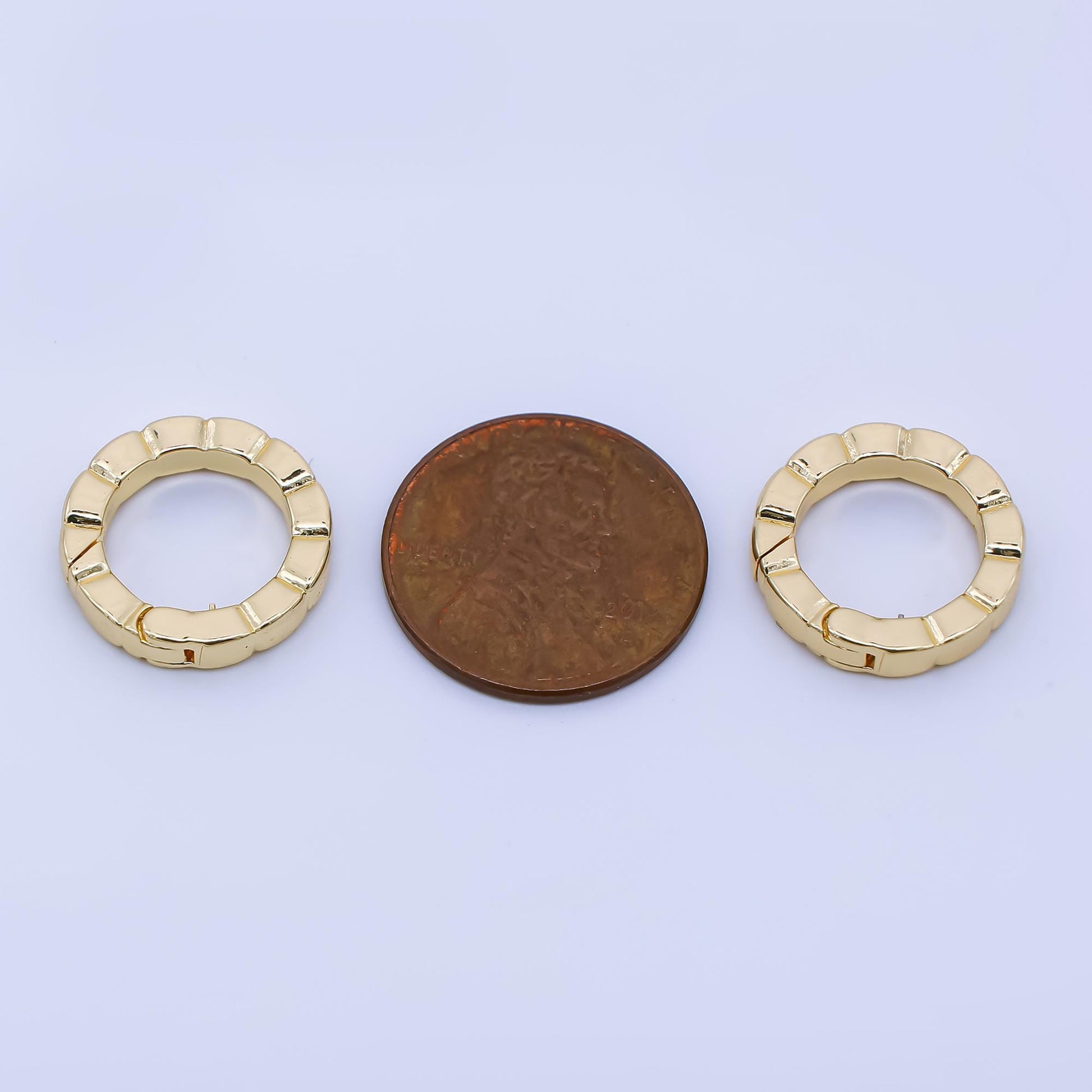 1 pc Textured Gold Spring Gate Ring, 15.5 mm Round Push Gate ring, Charm Holder Clasp for Connector, Wristlet Holder Z-1346