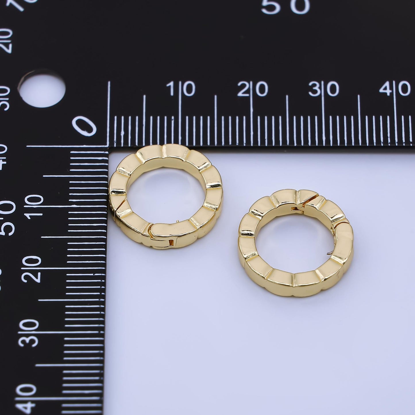 1 pc Textured Gold Spring Gate Ring, 15.5 mm Round Push Gate ring, Charm Holder Clasp for Connector, Wristlet Holder Z-1346
