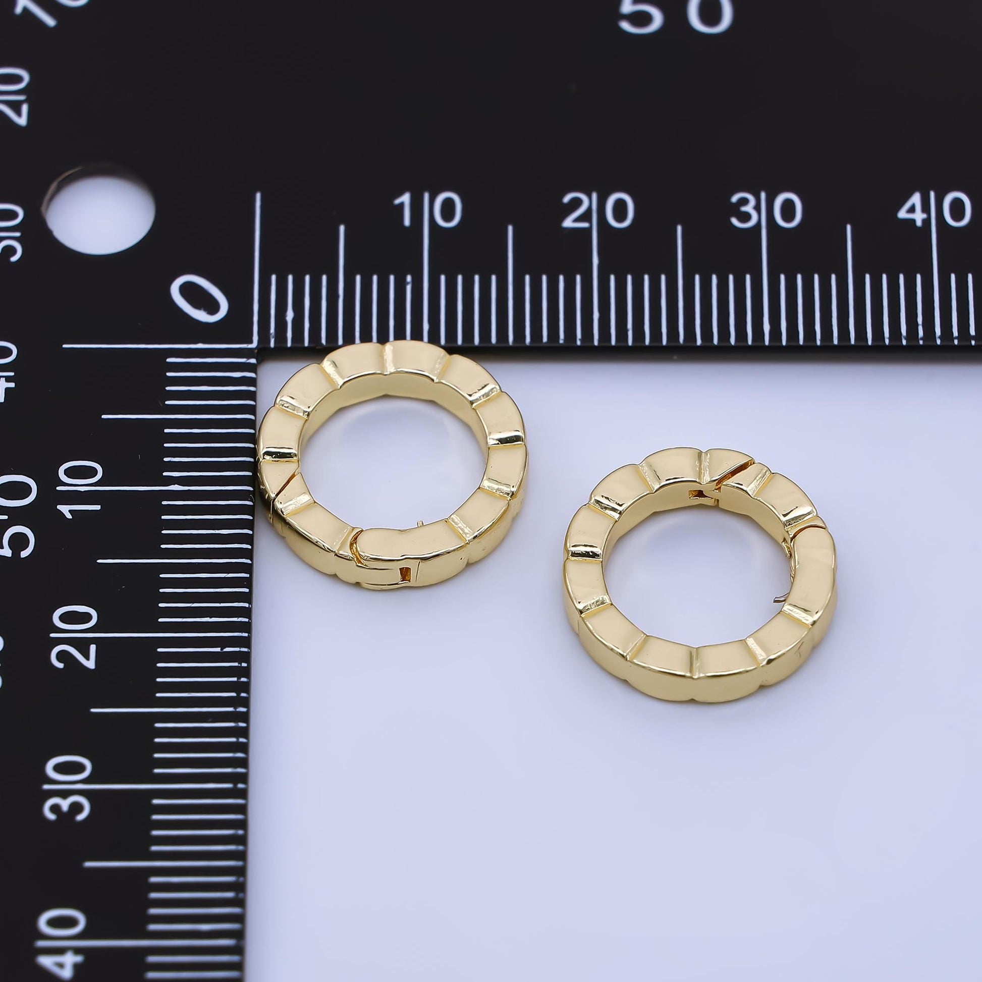 1 pc Textured Gold Spring Gate Ring, 15.5 mm Round Push Gate ring, Charm Holder Clasp for Connector, Wristlet Holder Z-1346