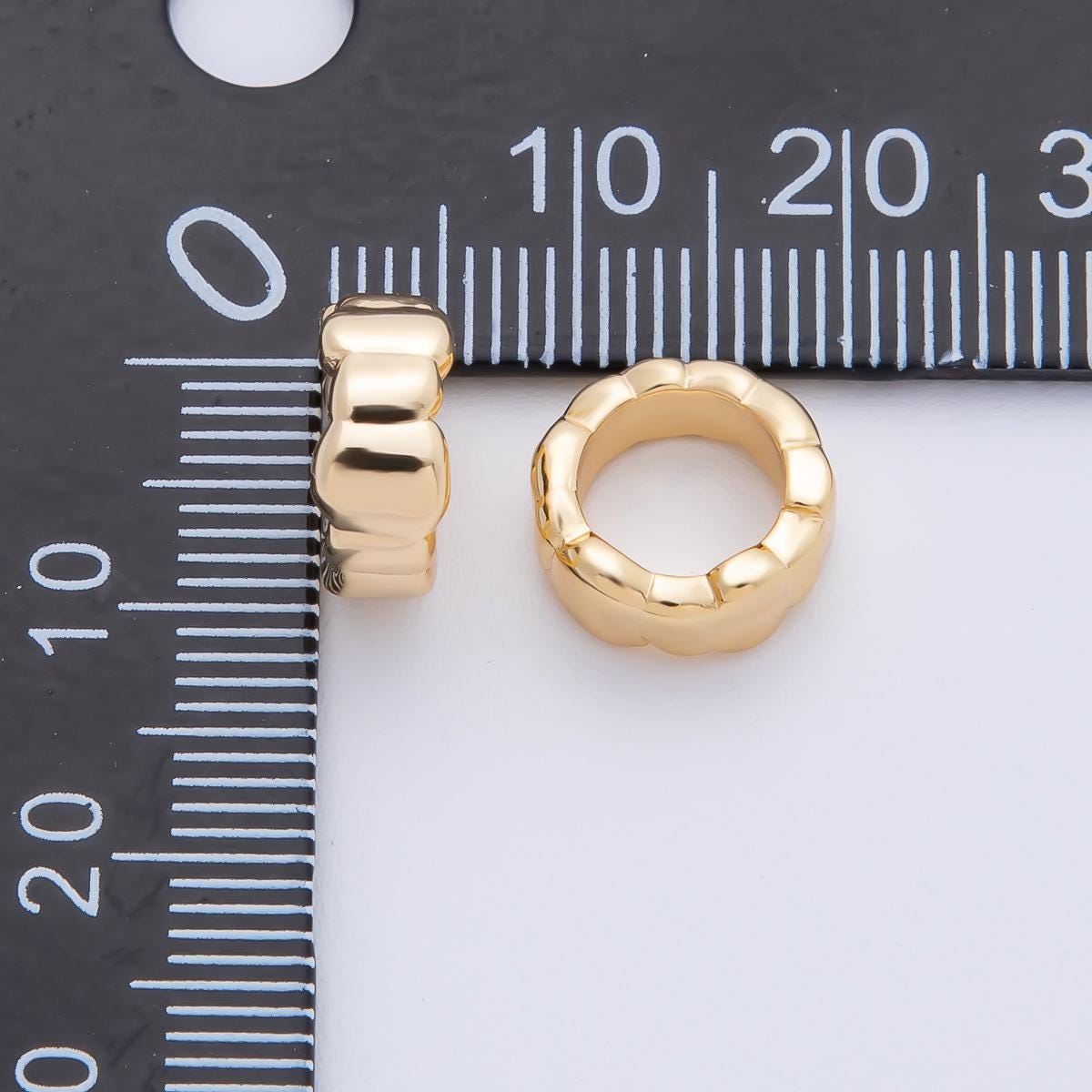 18K Gold Filled 11mm Minimalist Molten Rondelle Spacer Bead Gold Cylinder Bead Spacer for Bracelet Making Jewelry Supply | B403