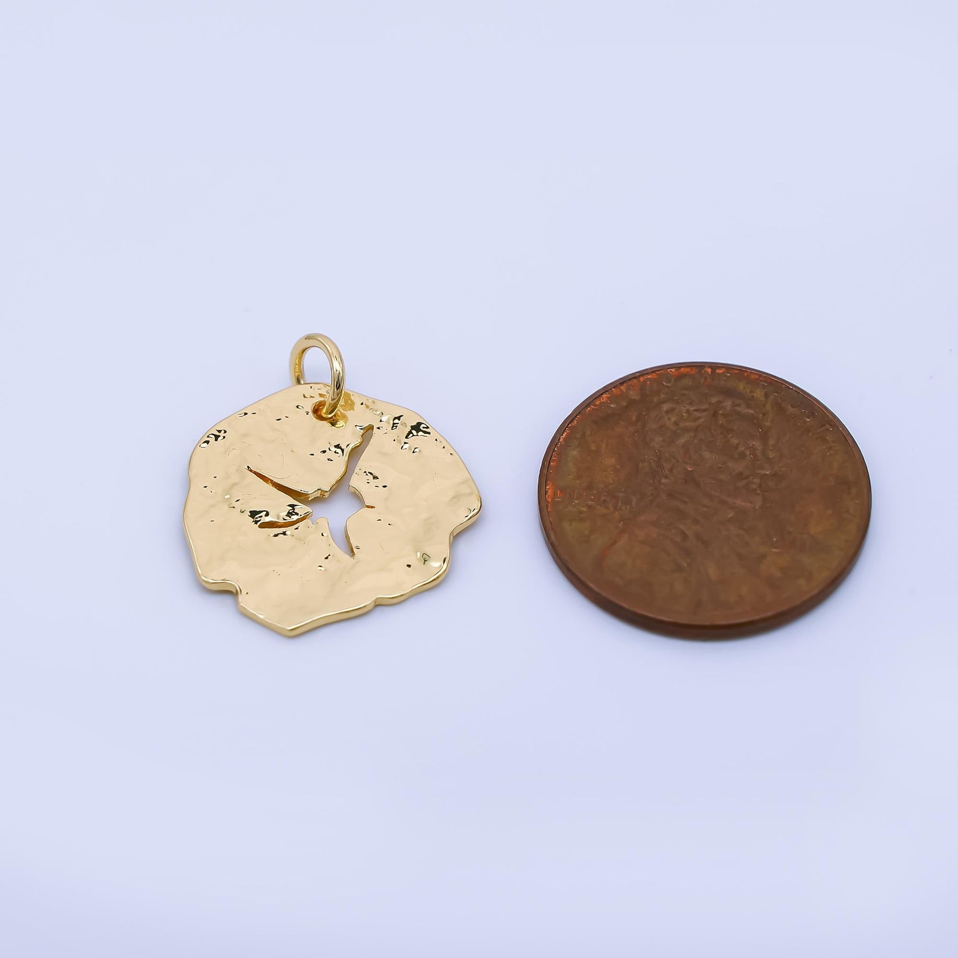 Rustic Coin Charm, Vintage Gold Coin Pendant Star Vintage Disc Charm for Necklace Bracelet AF1587