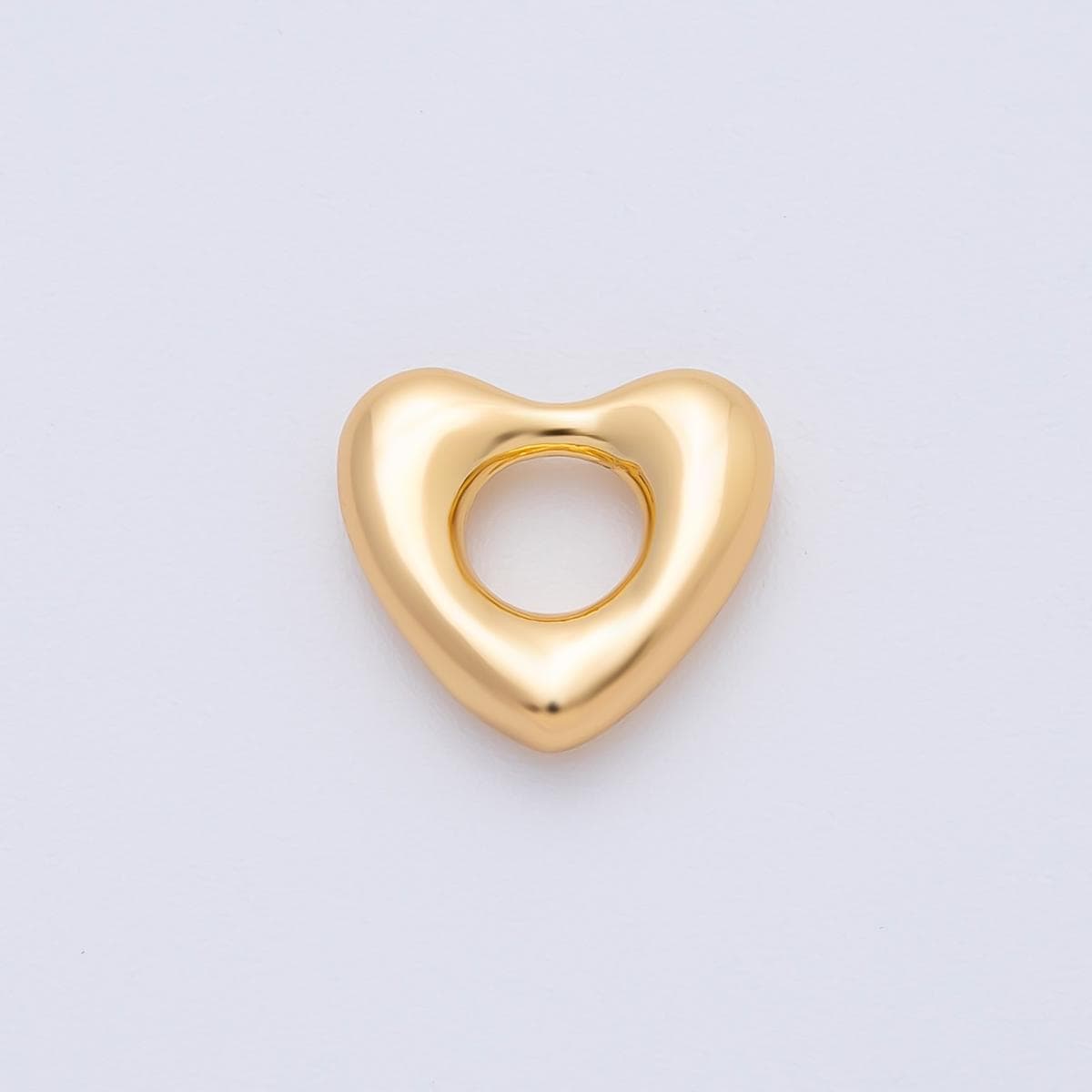 18K Gold Filled 12.2mm Minimalist Molten Heart Spacer Bead Charm Finding for DIY Jewelry Necklace Bracelet Making Tube Connector | B404