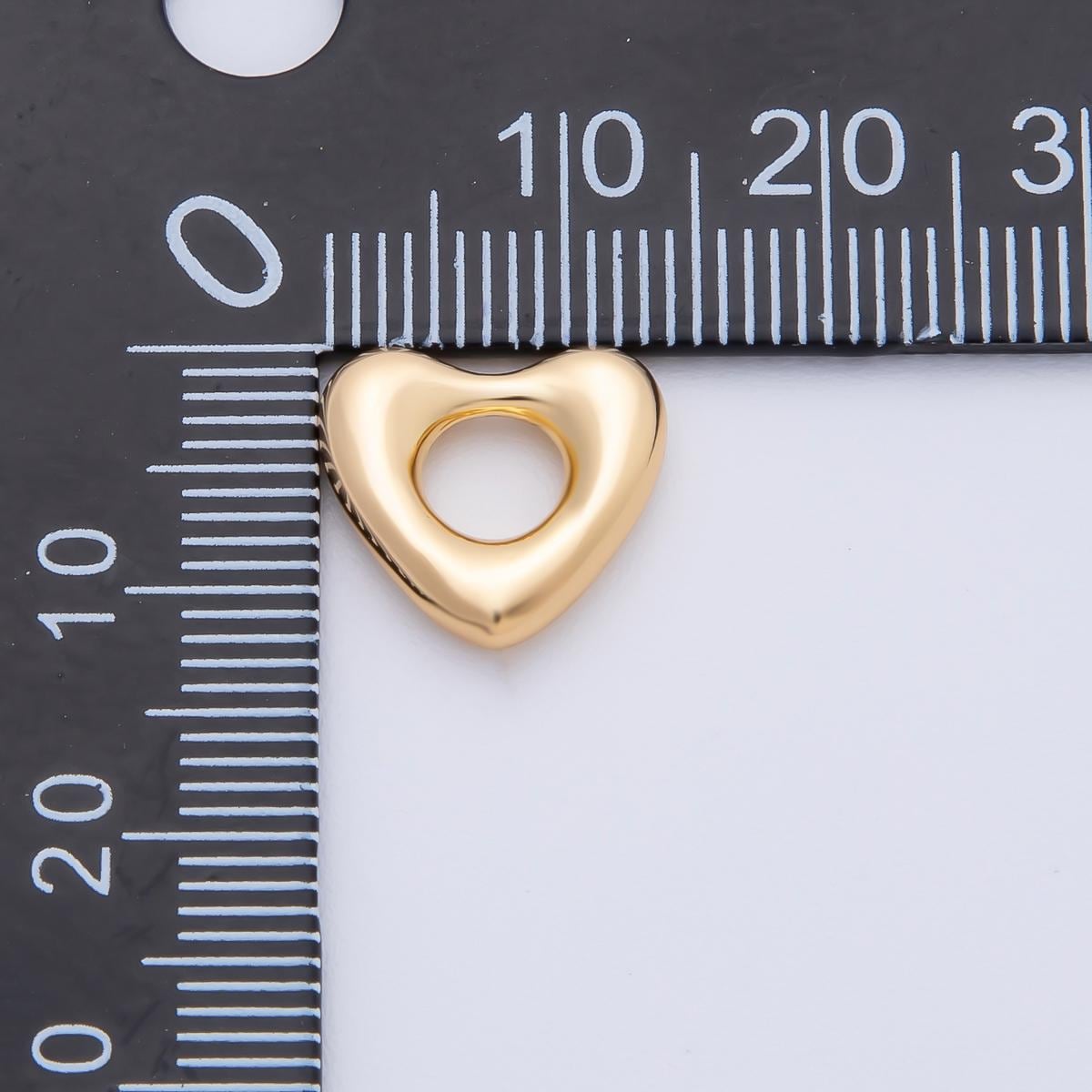 18K Gold Filled 12.2mm Minimalist Molten Heart Spacer Bead Charm Finding for DIY Jewelry Necklace Bracelet Making Tube Connector | B404