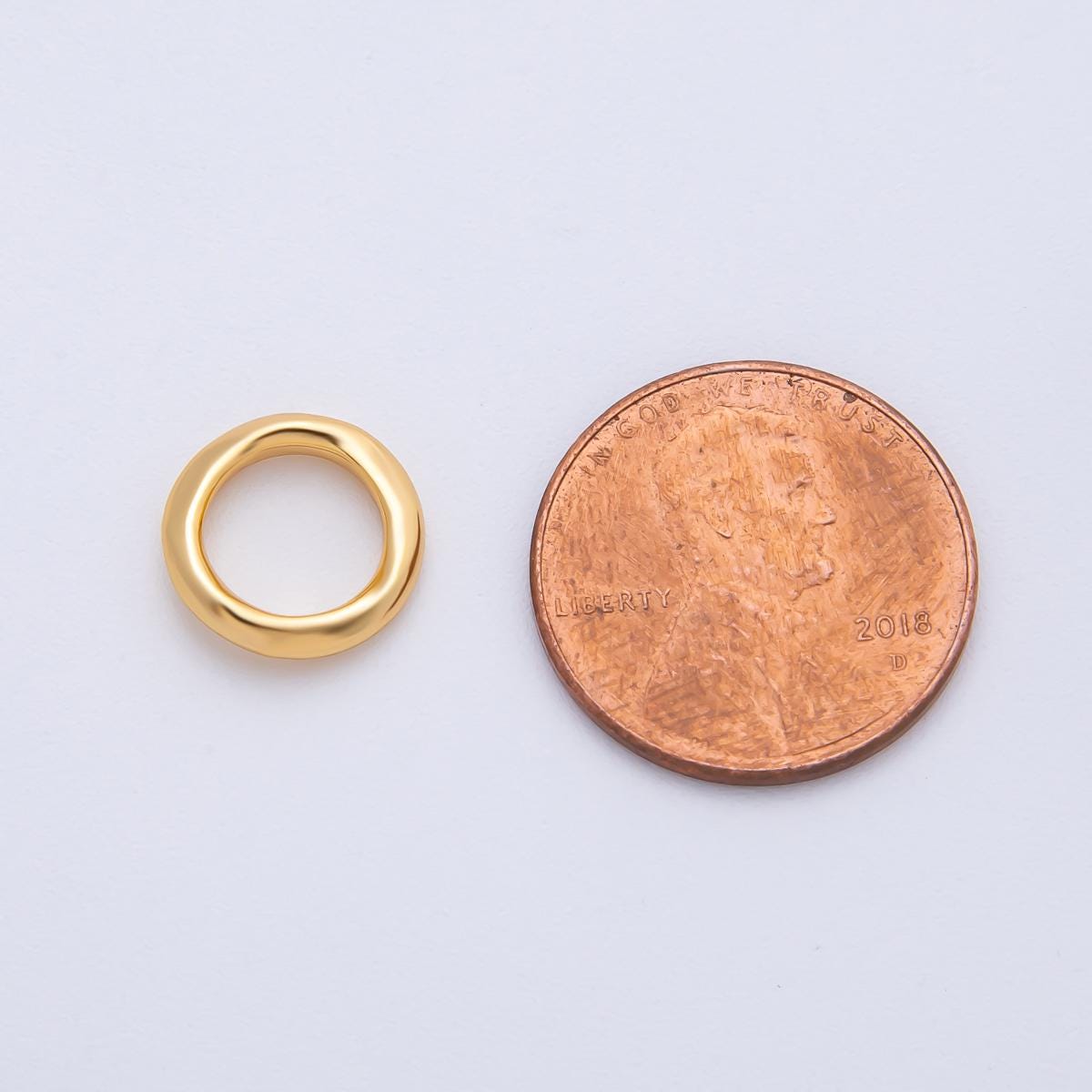 18K Gold Filled 11.1mm Minimalist Molten Round Dainty Bead Charm Finding for DIY Jewelry Necklace Bracelet Making Tube Connector | B405