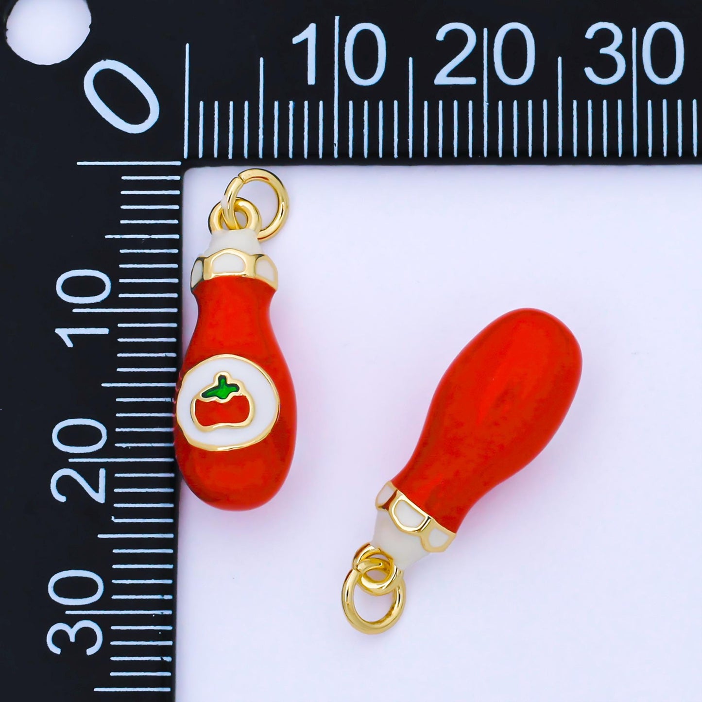 Tomato Ketchup charm Junk food enamel charm 18K Gold Filled Charm Bar Bracelets and Necklaces Charms for DIY Jewelry Making AF-1564