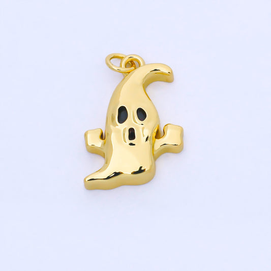 Dainty 24k Gold Filled ghost charm Cute scary haunted Halloween pendant jewelry inspired AF-1566