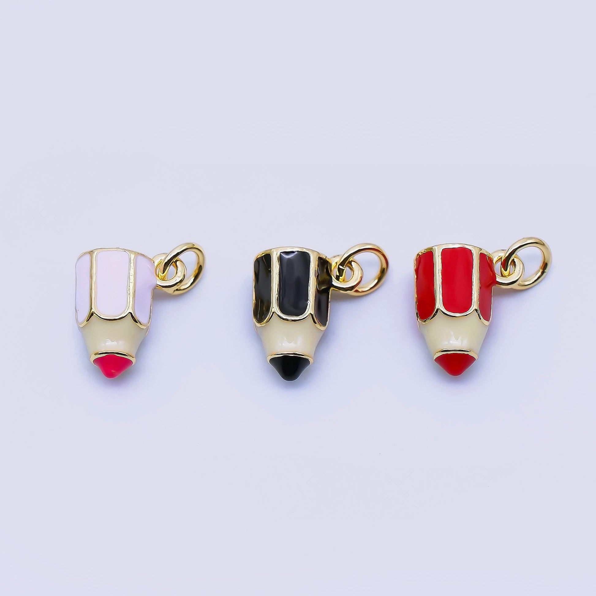 Mini Gold Pencil Charms, 18K Gold Filled Pencil Pendant, Enamel Pencil Pendant Necklace for DIY Jewelry Making Supplies Kindergarten AF1561