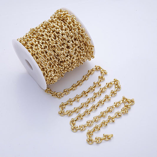 18K Gold Filled 8mm Geometric Paperclip Rolo Unfinished Chain by Yard DIY Jewelry Making Supply Semi Finished Specialty Chains | Roll-1788