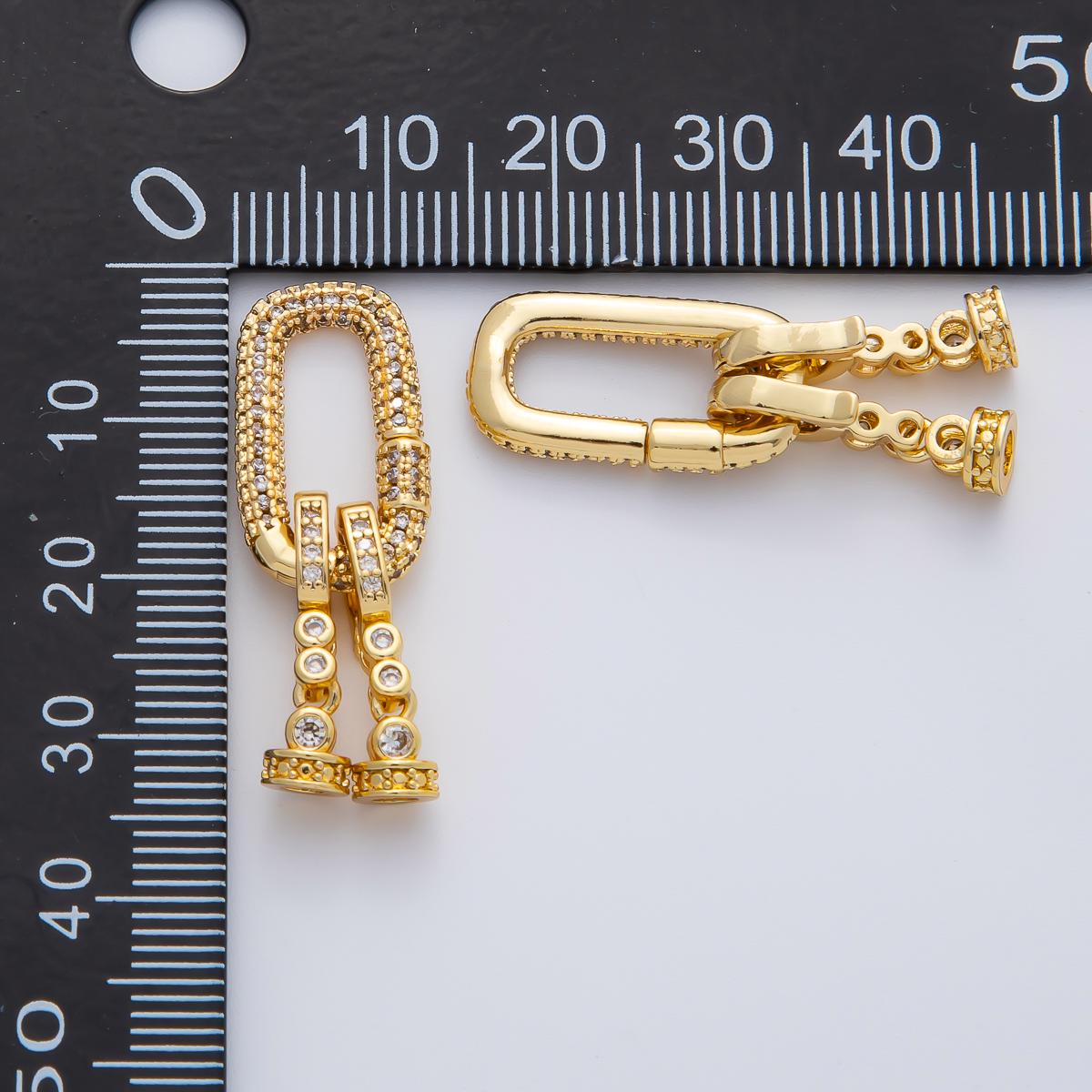 Cubic Zirconia Gold Cord End Cap Clasps with Carabiner Charm Holder for Paracord Beaded Necklace Making Z-A1469