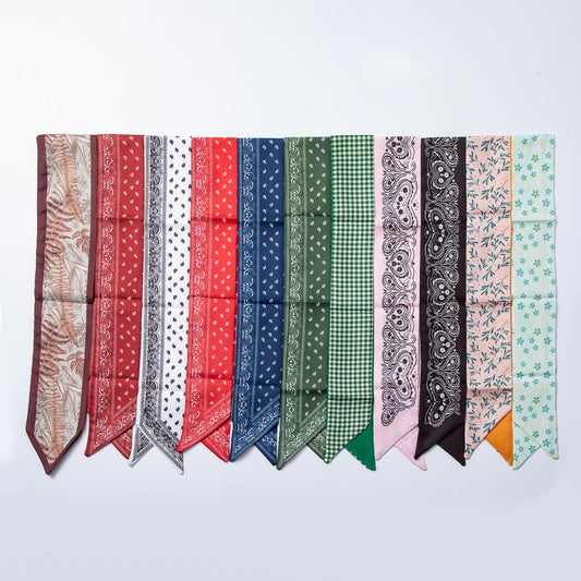Purse Handle Skinny Scarves Ties. Small Skinny Hair Scarf Silky Scarf Tie Scarf for Neck, Headband, Ponytail Scarf Necklace WA1758