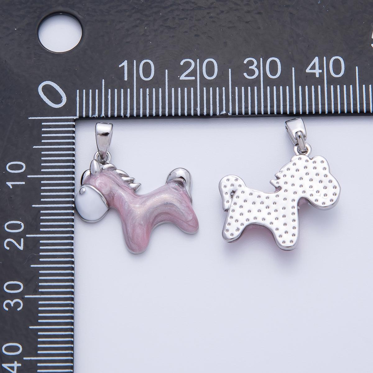 18K Gold Filled 23mm Purple, Pink Enamel Pony Horse Animals Pendant | AF1151 AF1152