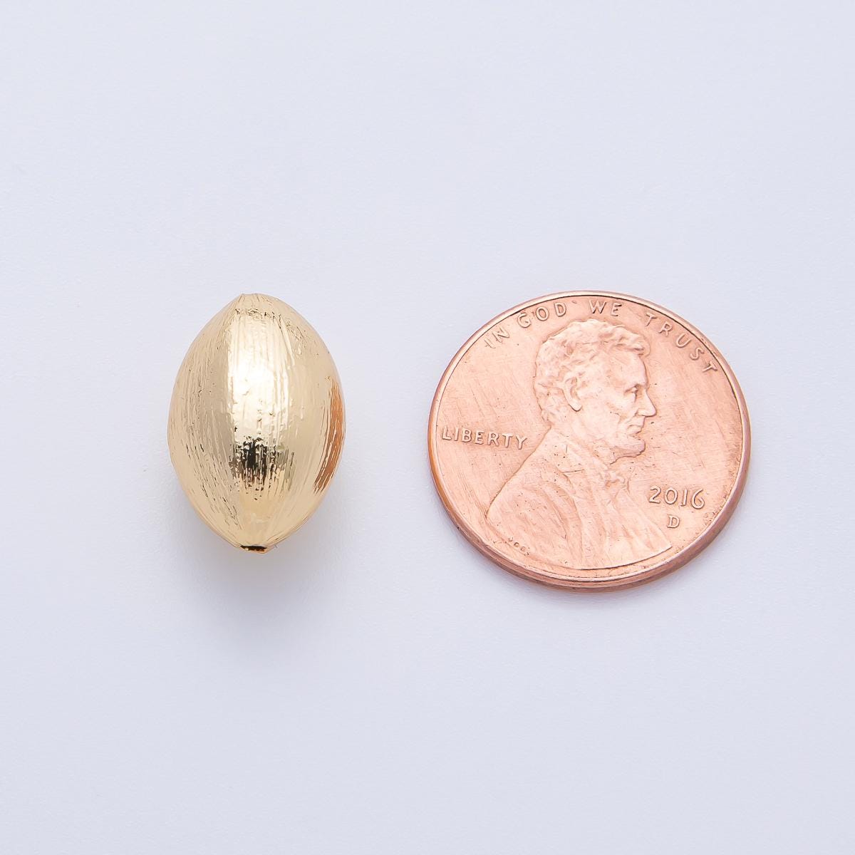 18K Gold Filled 10mm Line-Textured Oval Spacer Bead | B848