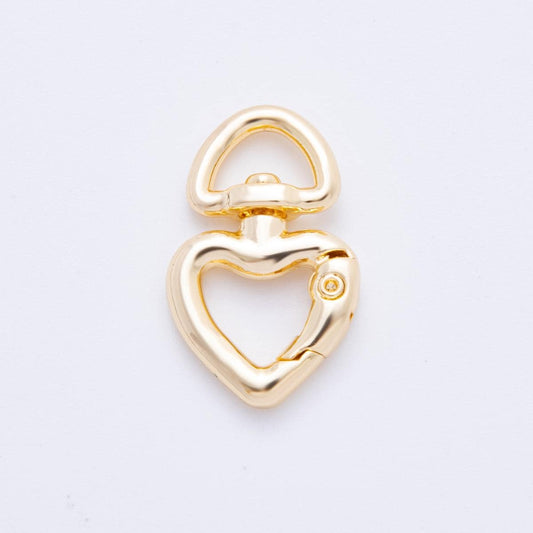 18K Gold Filled 26mm Heart Push Gate Swivel Link Clasp Closure Finding | Z1393