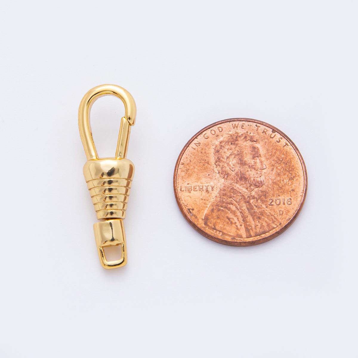 18K Gold Filled 27mm Ribbed Push Gate Clasp Swivel Closure Clasps Finding | Z1379