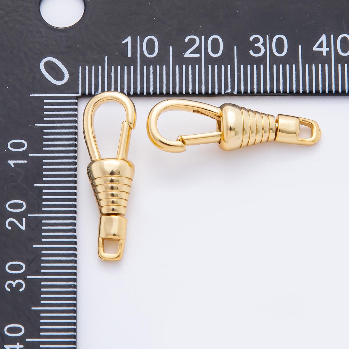 18K Gold Filled 27mm Ribbed Push Gate Clasp Swivel Closure Clasps Finding | Z1379