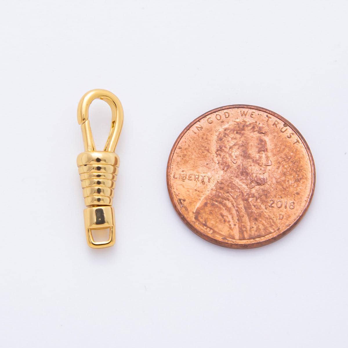 18K Gold Filled 20mm Ribbed Push Gate Clasp Swivel Clasps Closure Finding | Z1380