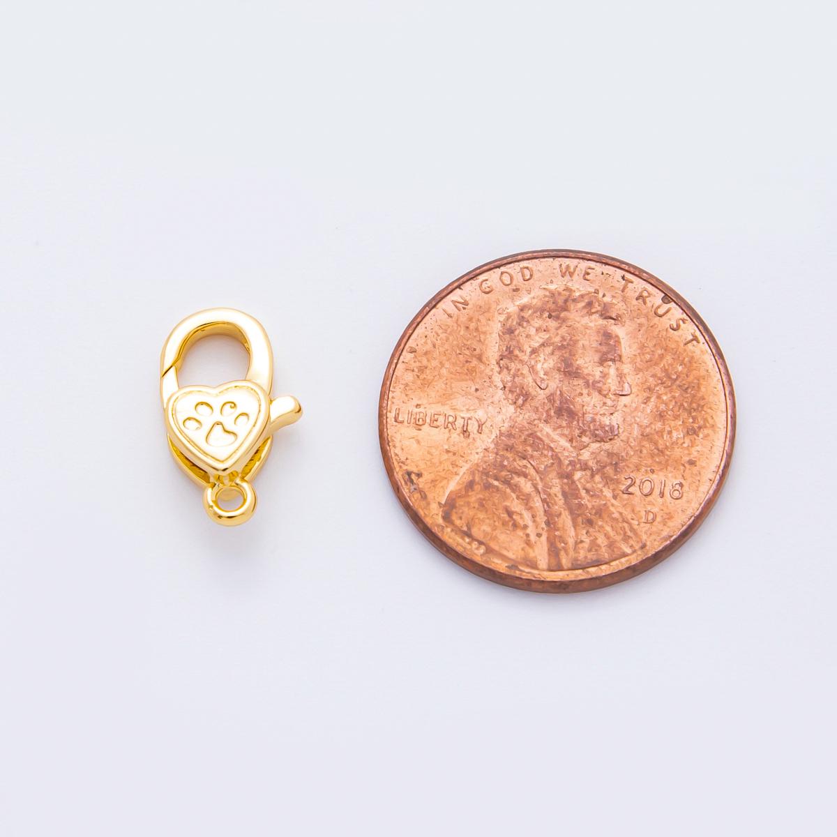 18K Gold Filled 13mm Pet Paw Heart Lobster Clasp Closure Finding | Z1382