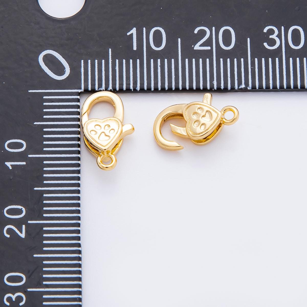 18K Gold Filled 13mm Pet Paw Heart Lobster Clasp Closure Finding | Z1382