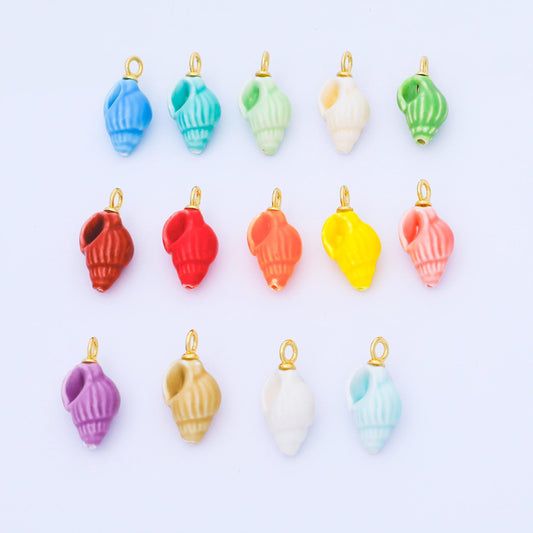 24K Gold Filled Color Seashell Charms Waterproof Beach Shell Pendants Coastal Summer DIY Jewelry Making Supplies Bracelet Necklace | AF1571