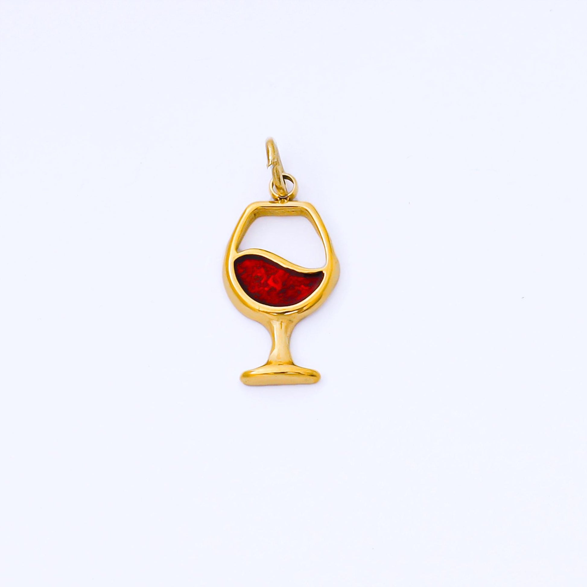 14mm Mini Red Wine Glass Charm Mini Glass 24k PVD Gold Plated Goblet Charm DIY Bracelet Necklace Jewelry Making Findings Supply | J534