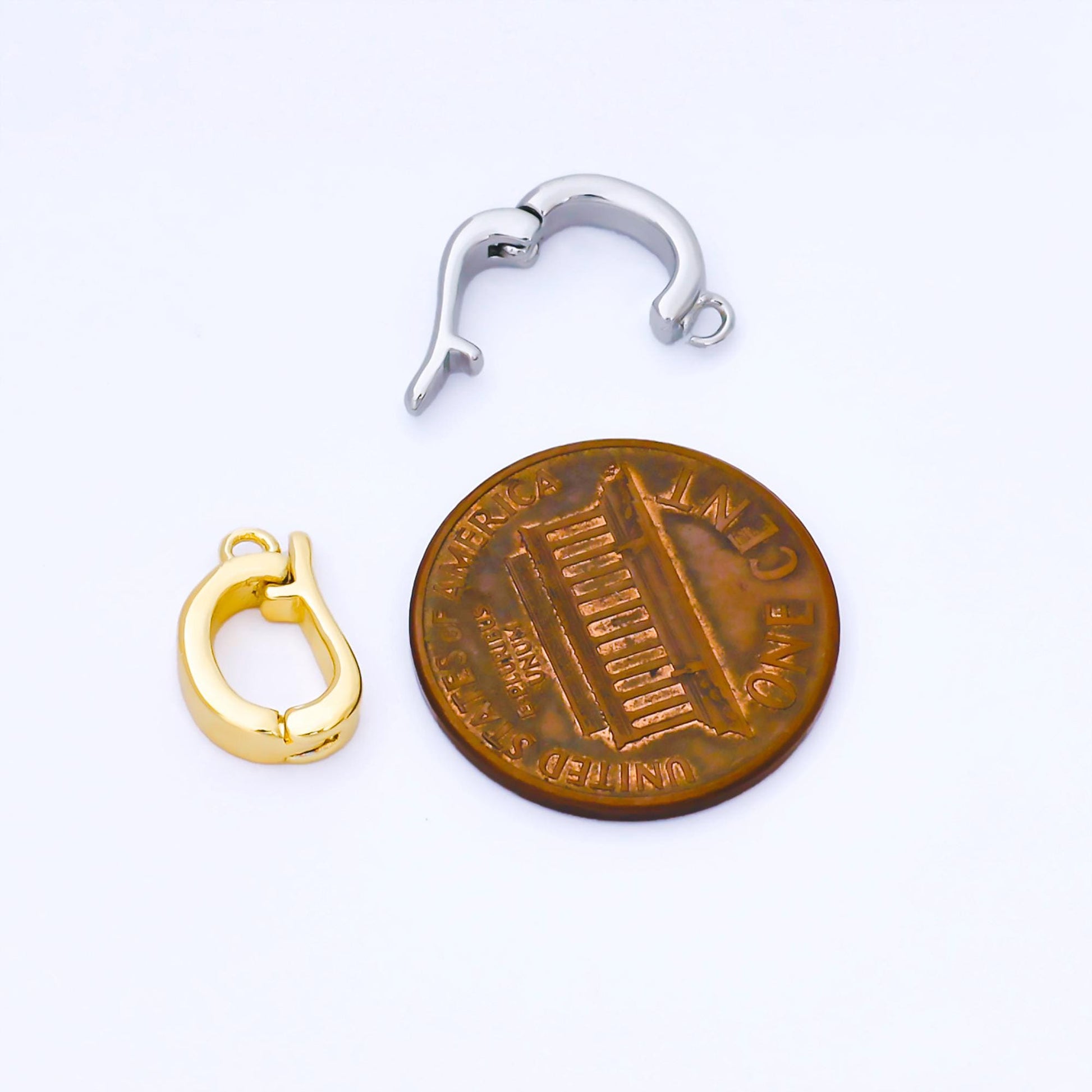 24K Gold & Silver Oval Clasp Connector Dainty Lock Pendant DIY Jewelry Making Supplies for Bracelet Necklace Bag Charm | Z1491