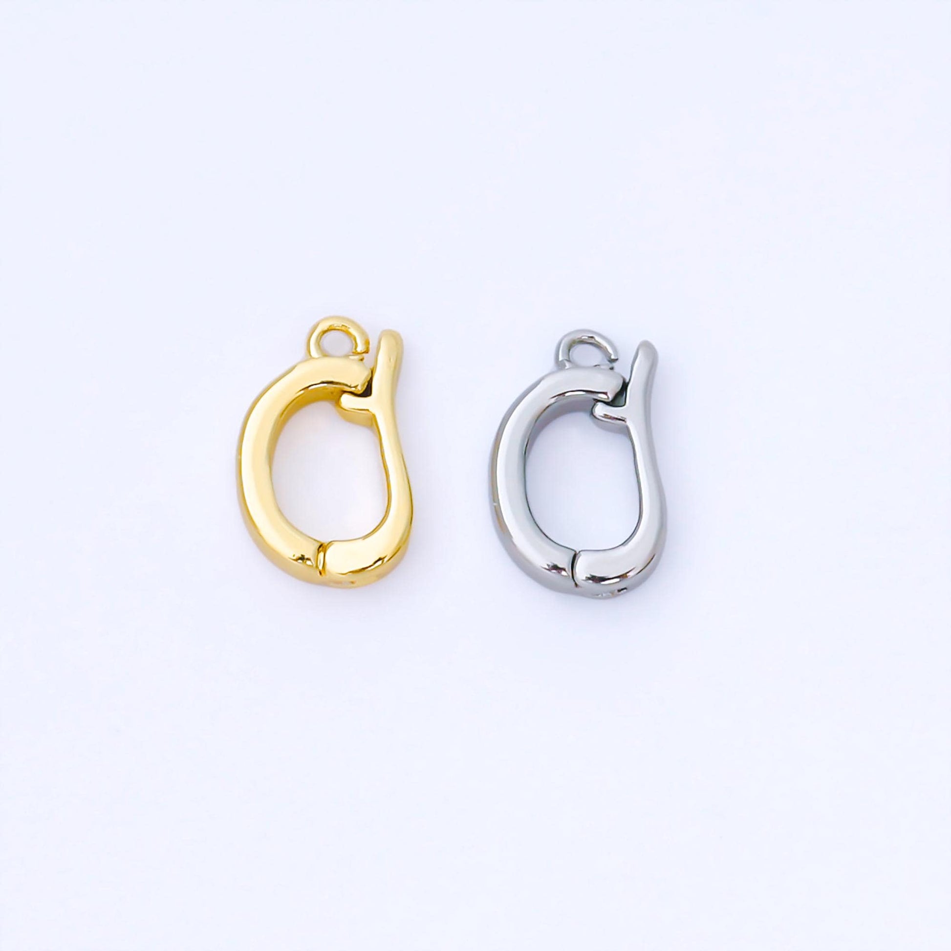 24K Gold & Silver Oval Clasp Connector Dainty Lock Pendant DIY Jewelry Making Supplies for Bracelet Necklace Bag Charm | Z1491