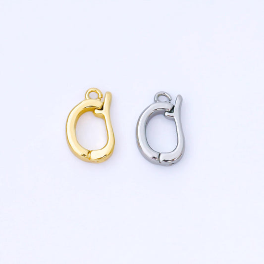 24K Gold & Silver Oval Clasp Connector Dainty Lock Pendant DIY Jewelry Making Supplies for Bracelet Necklace Bag Charm | Z1491