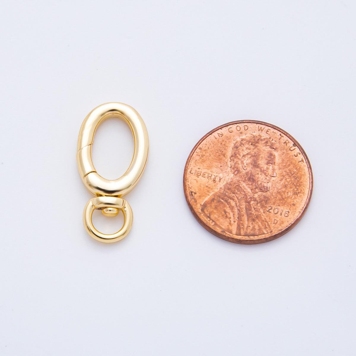 18K Gold Filled 21.5mm Oval Push Gate Clasp Swivel Clasps Closure Finding | Z1392