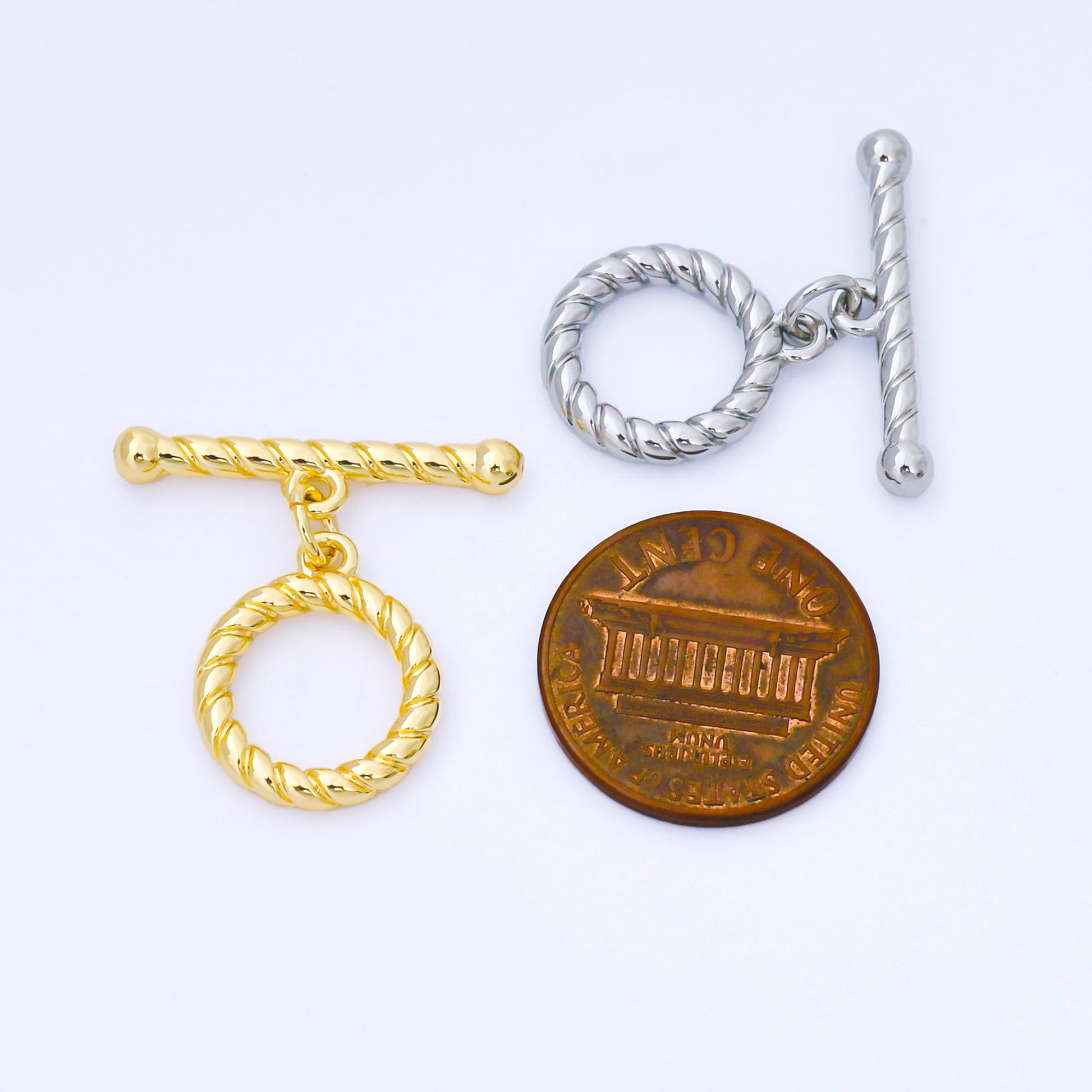 24k Gold Plated 23mm Twisted Rope Toggle Clasps Twisted End Clasp for Jewelry Handmade Making Bracelet Necklace Fancy Bar Clasp | Z1490