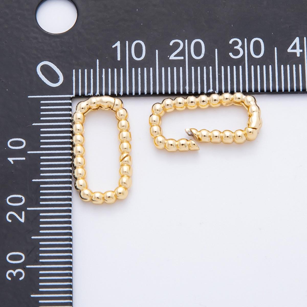 18K Gold Filled 19mm Beaded Bubble Rectangular Push Gate Clasp Finding | Z1406