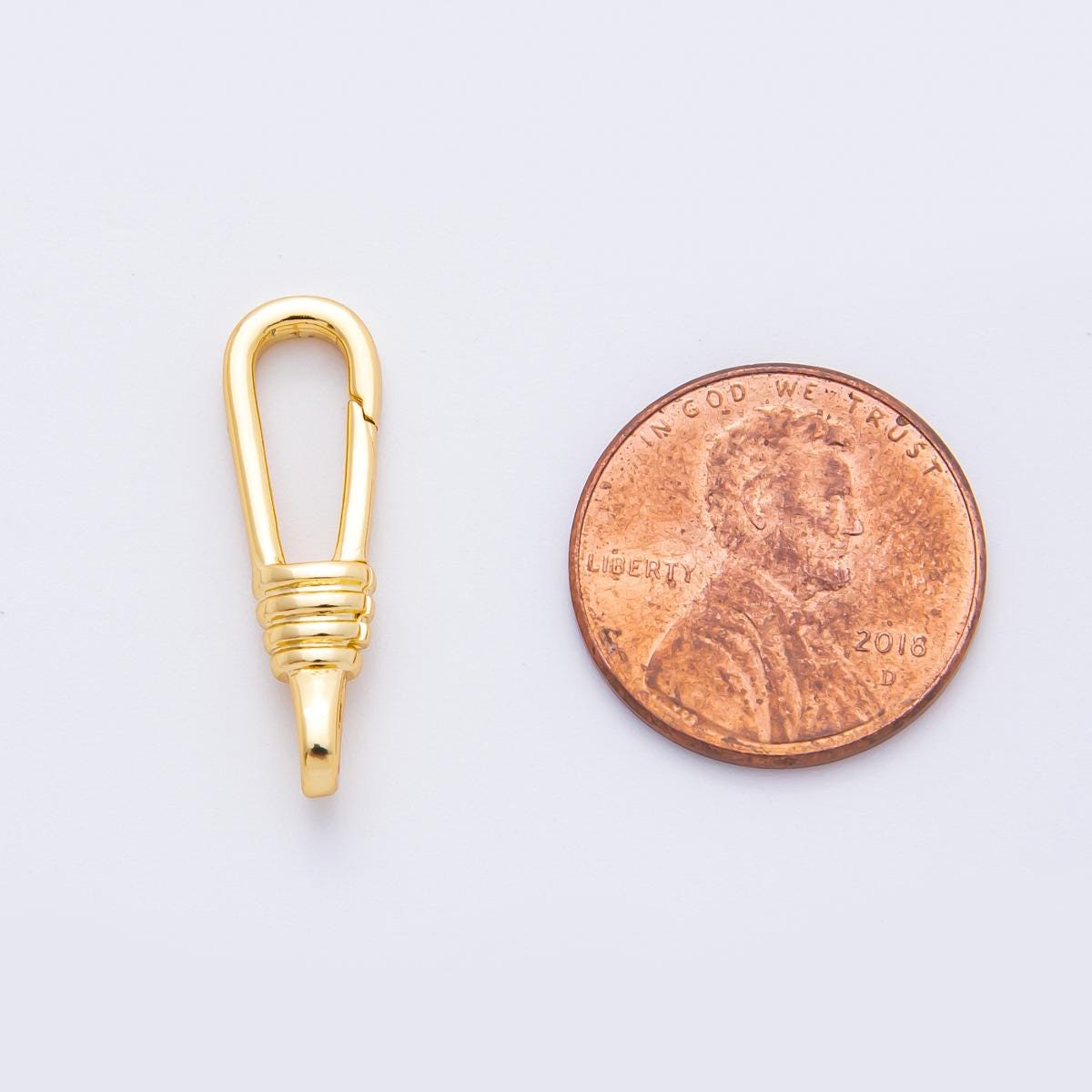 18K Gold Filled 24mm Long Oval Triple Band Push Gate Clasp Closure Finding | Z1407