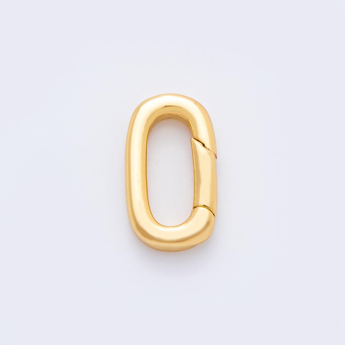 18K Gold Filled 14mm Minimalist Oblong Oval Push Gate Clasp Closure Finding | Z1409