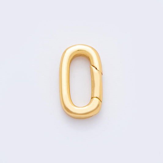 18K Gold Filled 14mm Minimalist Oblong Oval Push Gate Clasp Closure Finding | Z1409
