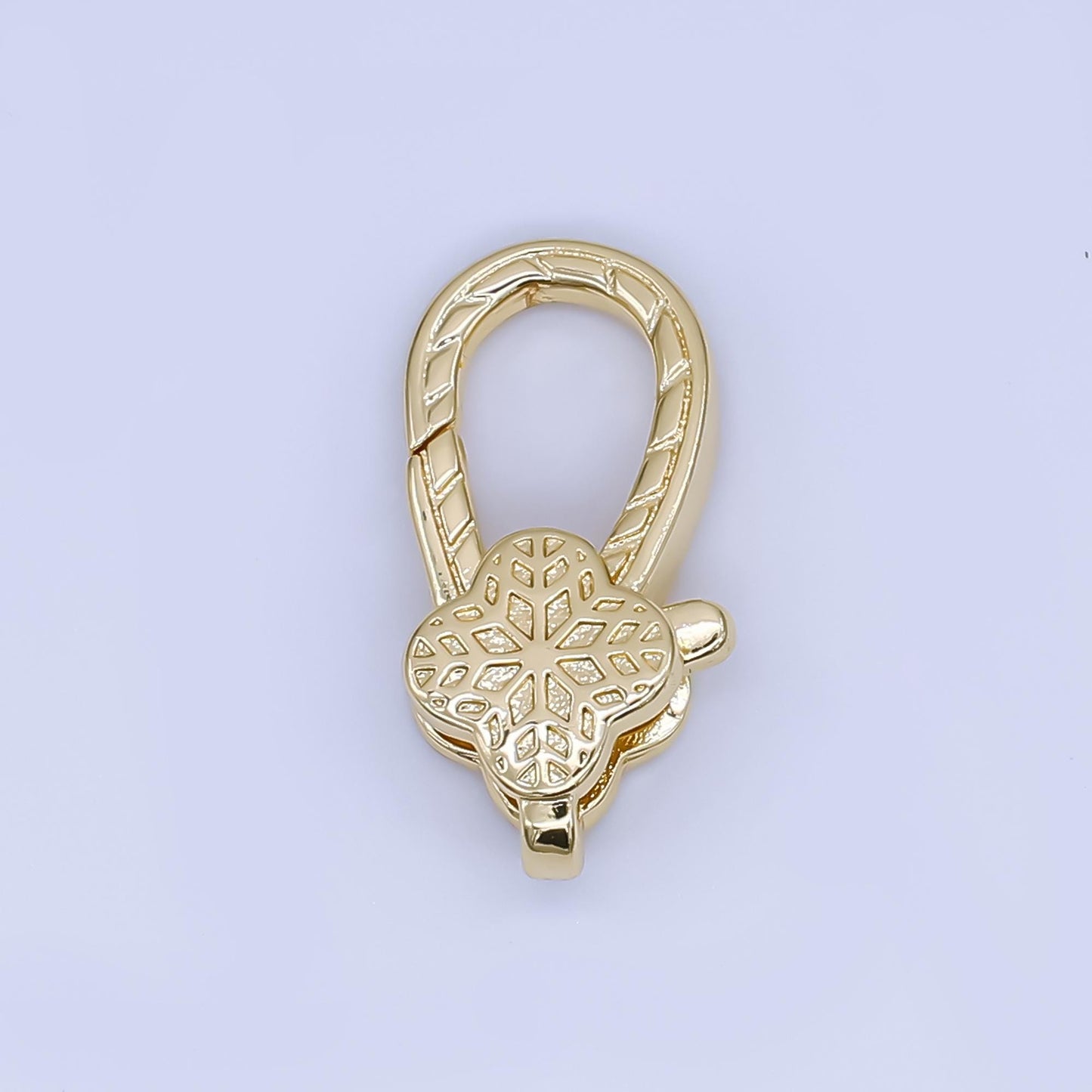 24k Gold Filled Artisan Snowflake Lobster Clasps Textured Connector Bracelet Necklace DIY Jewelry Supply Unique Winter Gold Findings | Z1354