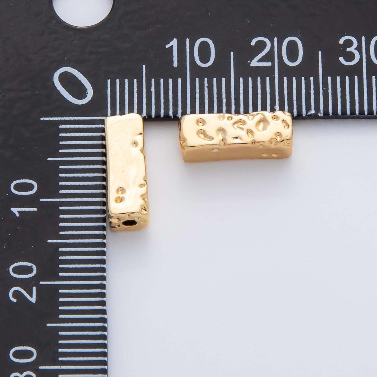 18K Gold Filled 13mm Hammered Rectangular Tube Spacer Bead in Gold & Silver | B026