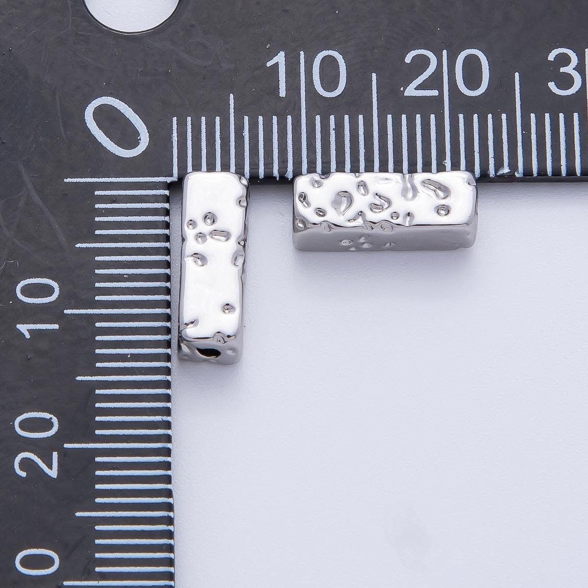 18K Gold Filled 13mm Hammered Rectangular Tube Spacer Bead in Gold & Silver | B026
