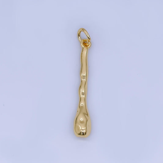 24k Gold Filled Molten Curvy Linear Drop Charm Wavy Drop Pendant Minimal Jewelry Finding Jewelry Making Necklace Bracelet Supply | AF1507