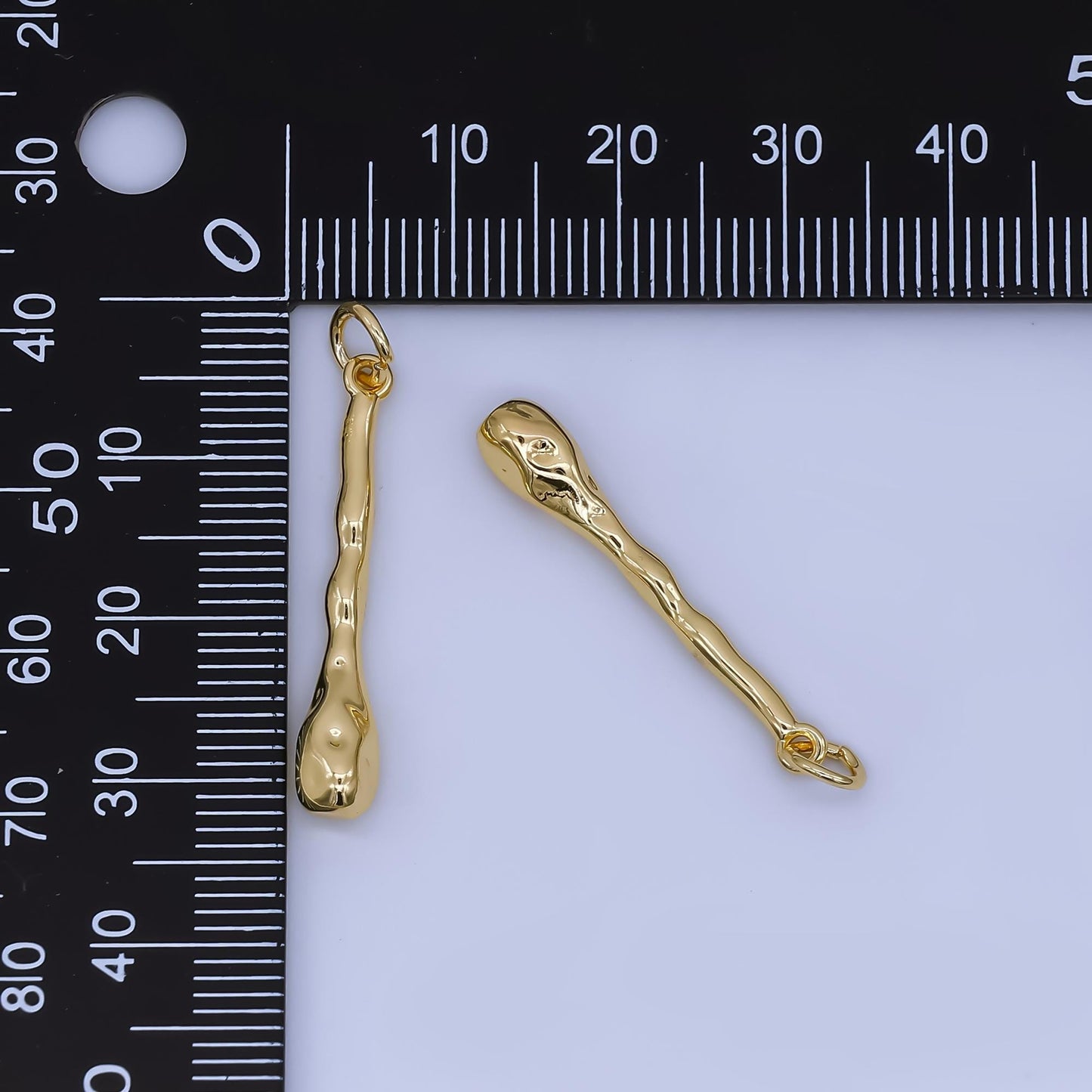 24k Gold Filled Molten Curvy Linear Drop Charm Wavy Drop Pendant Minimal Jewelry Finding Jewelry Making Necklace Bracelet Supply | AF1507