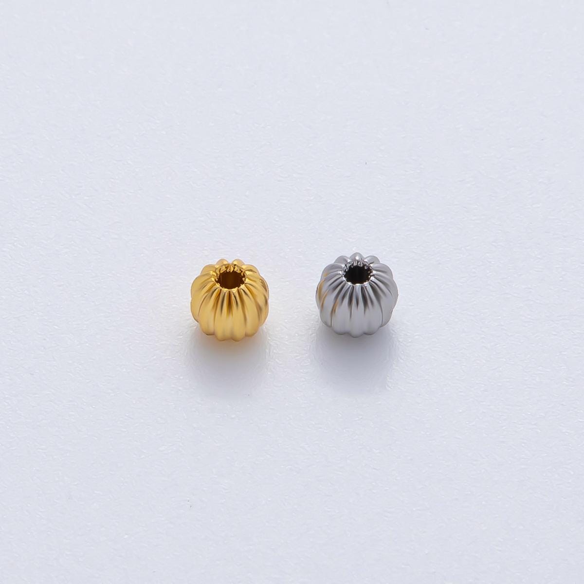 10pcs 4mm Gold dainty textured round spacer beads Round geometric for necklace bracelet connector jewelry making supply findings B-356